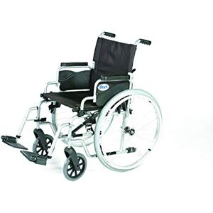 Performance Health Days, Fauteuil de transfert en aluminium Tourbillon, fauteuil roulant manuel, robuste et maniable, Fauteuil à pousser, fauteuil roulant, chaise roulante, chaise de transfert, Argent, Extra large, 48cm - Publicité