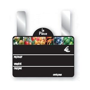 BEQUET Etiquette ardoisée grandes pattes sans roulettes avec disque poids 'FRAICHEUR' neutre noir 13,5x9,5cm x10