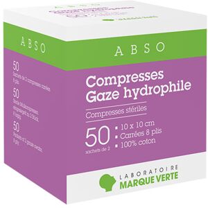 Compresses Stériles Gaze Hydrophile 10cm x 10cm 50 x 2 compresses