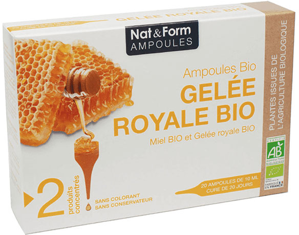 Nat & Form Ampoules Gelée Royale Bio 20 unités