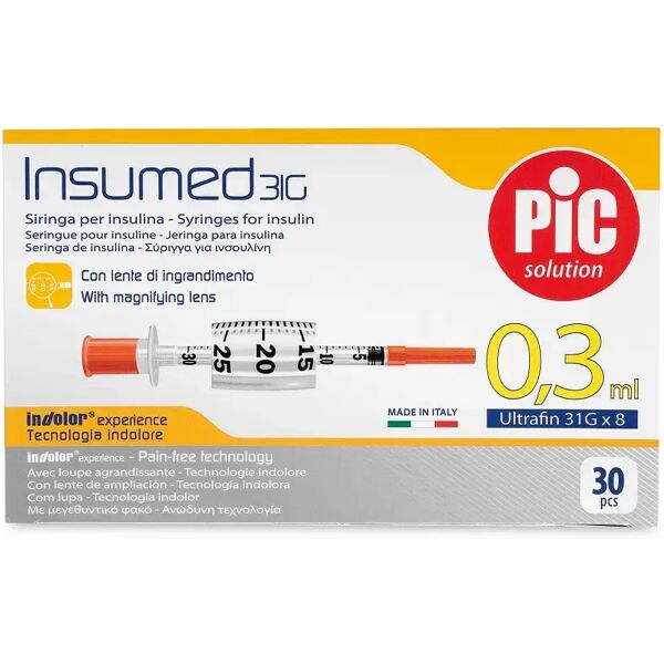 pic solution pic siringa insulina 0,3ml 31g 8mm 30 pezzi