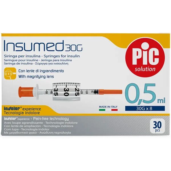 pic solution pic siringa per insulina 0,5ml 31g 8mm 30 pezzi