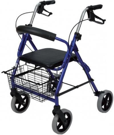 Termigea Rollator Pieghevole in Alluminio con con 4 Ruote (Diametro 18.5 Cm) con Sedile Imbottito