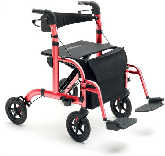 KSP Rollator Pieghevole e Carrozzina 2 in 1 trasformabile