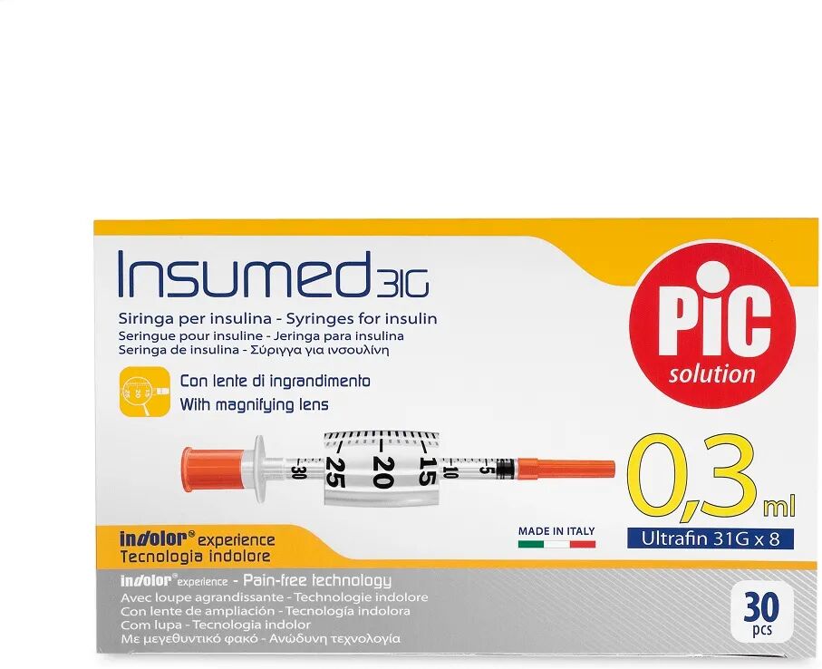 Pic Solution Pic Siringa Insulina 0,3ml 31g 8mm 30 Pezzi