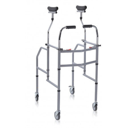 MORETTI RP758S - Deambulatore in acciaio verniciato – Pieghevole con appoggio sottoascellare e impugnature anatomiche – Gambe regolabili in altezza 0÷12,5 cm – Click