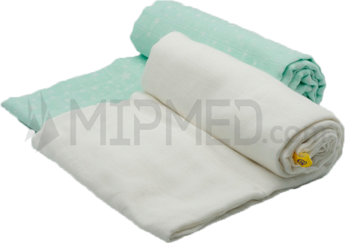 Cotton baby Mantas de Algodao Mousseline - Pack Estrelas Verde