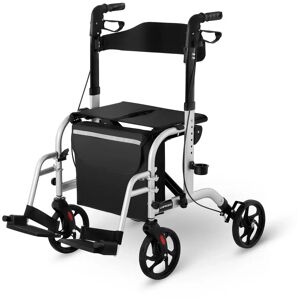 Uniprodo Rollator Wheelchair 2-in-1 - silver - 120 kg UNI_ROLL_03 2IN1