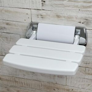 EcoSpa Folding Shower Seat Wall Mounted in White Bathroom Mobility Aid