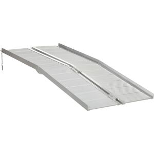 HOMCOM Folding Wheelchair Ramp, Textured Aluminum, 183x72 cm, Portable Threshold Ramp for Scooter & Steps, Silver.