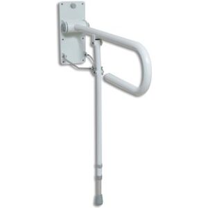 NRS Healthcare Standard Folding Support Rail with Leg for Bathroom/Toilet