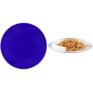 Performance Health Dycem Non Slip Round Pad 14 cm, Blue & Eating Utensils & Homecraft Surround Incurve Plate, Dinning Aid Non Slip Plate Guard for Elderly, Disabled and Handicapped Individuals