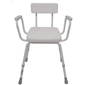 NRS Healthcare Malvern Adjustable Height Perching Stool - Moulded Arms and Padded Backrest (Eligible for VAT relief in the UK)