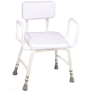 NRS Healthcare Malvern Adjustable Height Perching Stool - Extra Low with with Armrests and Padded Backrest