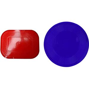 Performance Health Dycem Non Slip Rectangular Pad 25 x 18 cm, Red, Precut Adhering Pad & Dycem Non Slip Round Pad 14 cm, Blue, Precut Adhering Pad, Grip Assistance, Non-Toxic, Prevents Objects from Sliding or Rolling