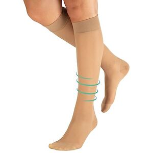 Calzificio Schinelli CALZITALY PACK 1/2 Medical support knee high socks, Compression socks, 70 DEN, 10-14 mm/hg Made in Italy (Beige, L/XL)