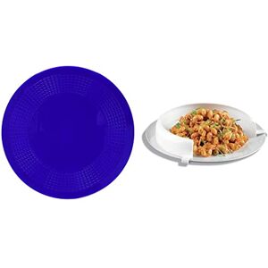 Performance Health Dycem Non Slip Round Pad 14 cm, Blue & Homecraft Surrounded Incurved Dish and Plate Guard, Non Slip Eating Aid for Elderly, Disabled and Handicapped Users