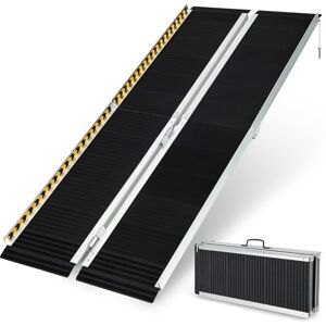 COSTWAY 3FT/4FT/5FT/6FT Wheelchair Ramp, Folding Portable Aluminum Ramp with Transition Plate and Reflective Warning Stickers, Non-Slip Threshold Ramp for Home, Steps & Stairs, 272kg Capacity (6FT)