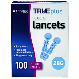 TRUEplus Single-Use Sterile Lancets 28 Gauge 100-Pieces, Colourless