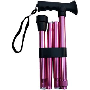 Essential Products Deluxe 4-Part Folding Adjustable Aluminium Metallic Compact Walking Stick Cane for Men, Ladies and Women with Soft Grip Gel Handle – 33.5” – 37.5” (Pink)