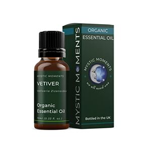 Mystic Moments Organic Vetiver Essential Oil 10ml - Pure & Natural oil for Diffusers, Aromatherapy & Massage Blends Vegan GMO Free
