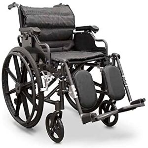 QUIRUMED Folding Aluminium Wheelchair, Folding Armrests, Removable Wheels, 90° Raised Footrest, Seat and Back with Padded Cushion, Manual Brakes, Anti-Roll