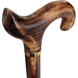 TAMAKA&#174; Gents Handcrafted Scorched Handle Wooden Derby Cane With Collar Walking Stick Mens Ladies - 94cm (37")