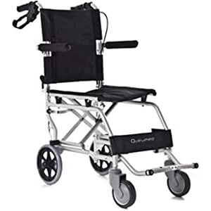 QUIRUMED Aluminium Travel Wheelchair, Transit Wheelchair, Transfer Wheelchair, Seat 36 cm, Lightweight, Foldable, Reclining Armrest and Footrest