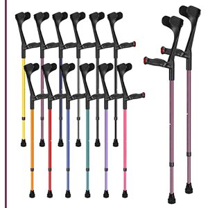 Ossenberg Comfort Grip Open Cuff Crutches – Aubergine - Pair Height Adjustable Elbow Walking Crutches for Men Women Adults Arthritis Soft Comfy Handle Forearm Ergonomic Injury Recovery