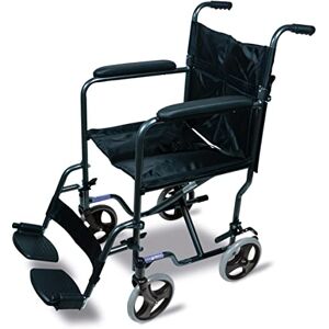 Aidapt Folding Lightweight Attendant Propelled Steel Wheelchair with Brakes, Lap Strap, Removable Foot Rests. Ideal for Every Day Use Indoors and Outside