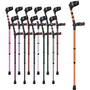 Ossenberg Comfort Grip Closed Cuff Double Adjustable Crutch – Orange - Right Handed Height Adjustable Elbow Crutch for Men Women Adults Arthritis Comfort Anatomic Handle Forearm Ergonomic