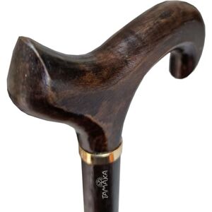 TAMAKA&#174; Gents Handcrafted Dark Brown Wooden Derby Handle Cane With Collar Walking Stick Mens Ladies - 94cm (37")