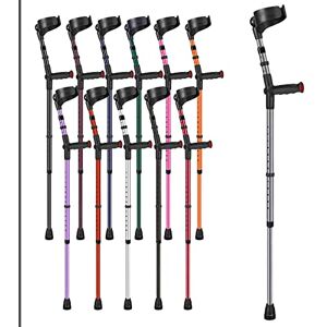 Ossenberg Soft Grip Closed Cuff Double Adjustable Crutch - Metallic Grey - Single Height Adjustable Elbow Crutch for Men Women Adults Arthritis Soft Comfy Handle Forearm Ergonomic