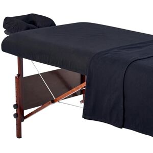 Master Massage Deluxe Massage Table Cover Flannel Sheet Set, Black, 3-Piece