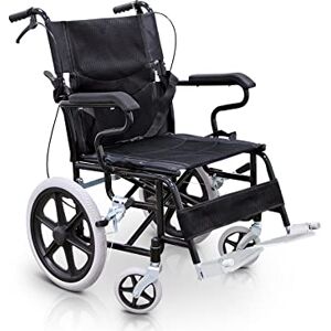 QUIRUMED Folding Wheelchair for Transport, Foldable and Removable footrests, Seat Belt, Brakes on Handles, Up to 120 kg