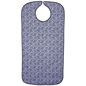 Priva Extra Long Paisley Waterproof Mealtime Protector Adult Bib 18" x 35", with Vinyl Protective Backing and Adjustable Snap Closure