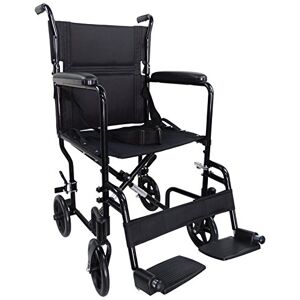 Aidapt Folding Lightweight Attendant Propelled Aluminium Wheelchair with Brakes, Lap Strap, Removable Foot Rests. Ideal for Every Day Use Indoors and Outside