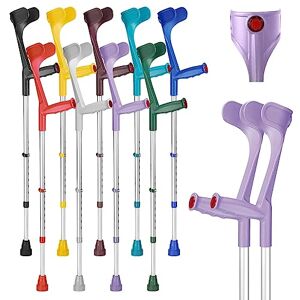 Ossenberg Classic Open Cuff Ergonomic Grip Elbow Crutches – Lilac – Pair Lightweight Height Adjustable Economy Comfort Coloured Forearm Crutches for Adults Men & Women Mobility and Walking Aids