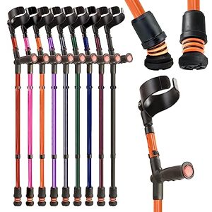 Flexyfoot Ltd Flexyfoot Shock Absorbing Soft Grip Double Adjustable Crutch - Improves Safety, Improves Grip, Reduces Shocks & Jarring – Single - Orange