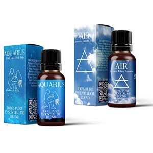 Mystic Moments Mystix London Air Element & Aquarius Zodiac Sign - Astrology Essential Oil Blend Twin Pack (2x10ml) - for Diffusers, Aromatherapy & Massage Blends Perfect as a Gift Vegan, GMO Free