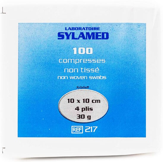 Sylamed Compresse Viscose Non Stérile Non Tissé 10cm x 10cm 30G 4 plis 100 unités