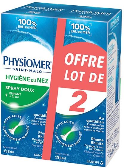 Sanofi Aventis Physiomer Hygiène du Nez Spray Doux Lot de 2 x 135ml