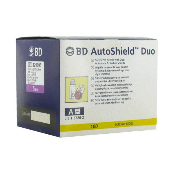 Becton Dickinson BD Autoshield Duo Aiguille De Sécurité - 30G - 5mm - Boîte de 100