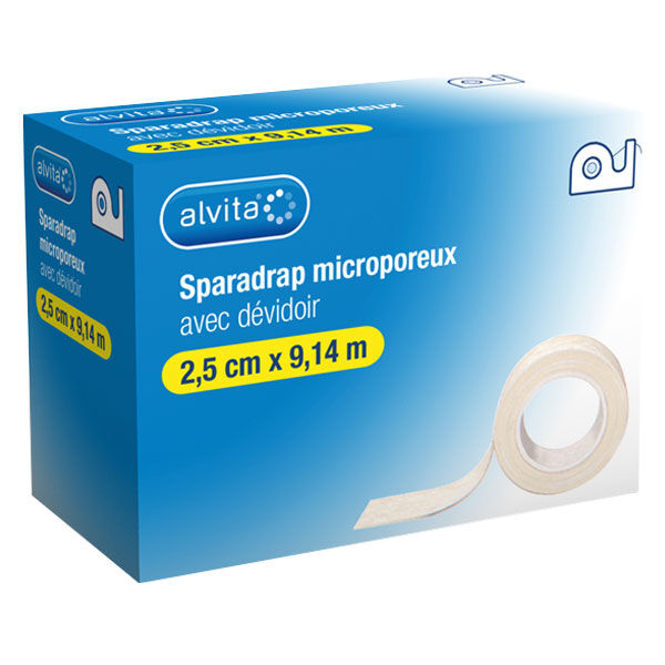 Alvita Sparadrap Microporeux 2,5cm x 9,14m Dévidoir