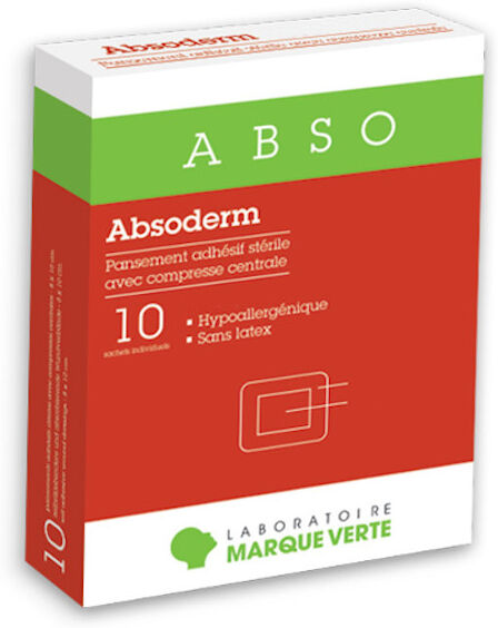 Marque Verte Absorderm Pansement Adhésif Stérile 10 x 15cm 10 unités