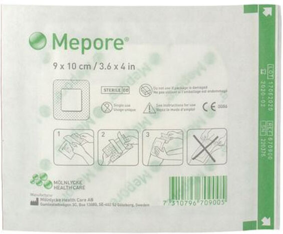 Molnlycke Health Care Mepore Pansement Adhésif 9x10cm 10 unités