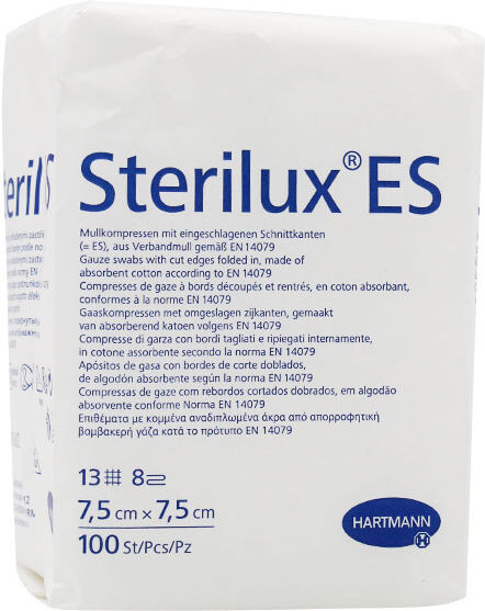 Hartmann Sterilux® ES Compresse de Gaze Hydrophile Non Stérile 7,5 x 7,5cm 100 unités