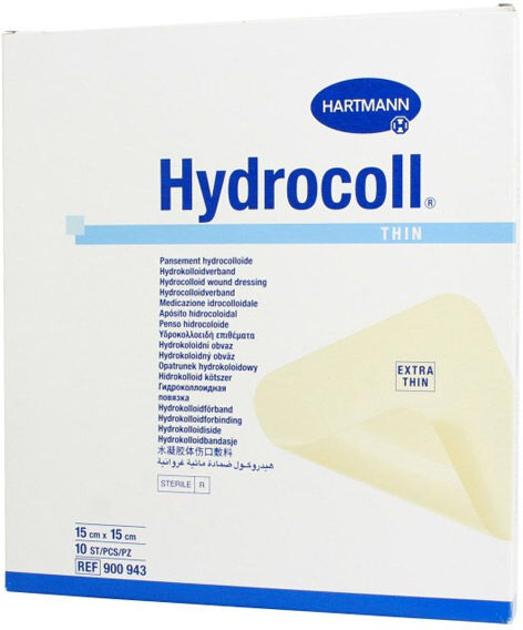 Hartmann Hydrocoll Thin Pansement Hydrocolloide Mince 15 x 15cm 10 unités