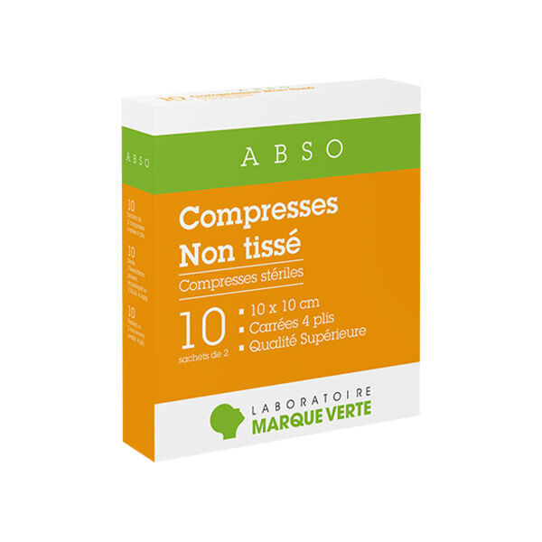 Marque Verte Compresses Stériles en Non Tissé 10cm x 10cm 10 x 2 compresses