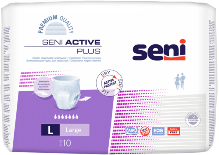 Seni Active Plus - 8 paquets de 10 protections Large